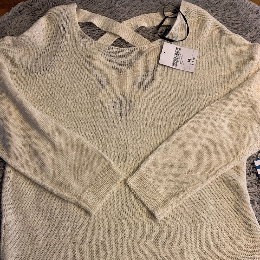 Cream Forever21 open back Sweater NWT